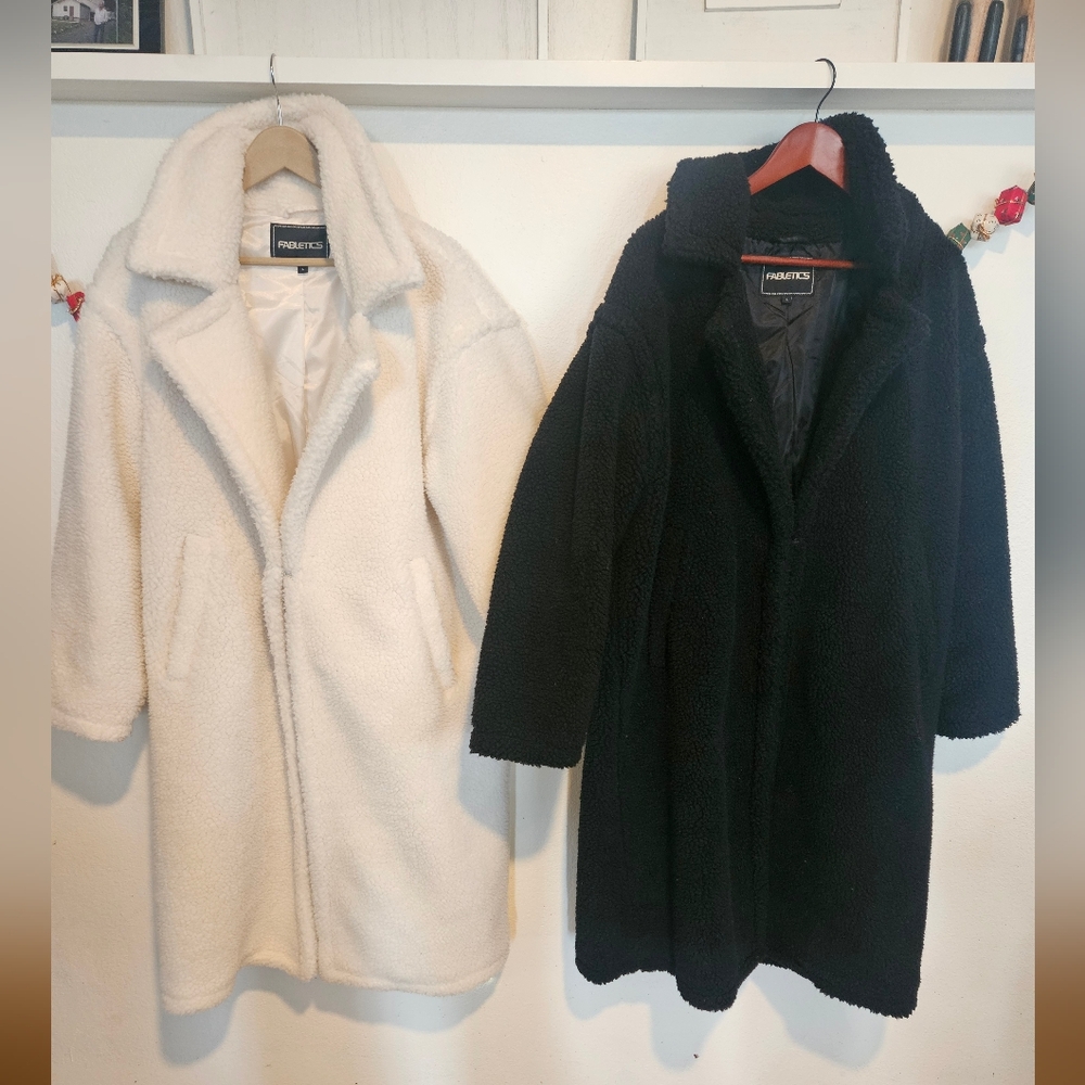 Fabletics long teddy coats.